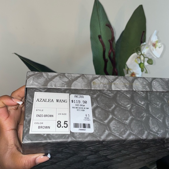 Azalea Wang Brown Leather Boots Croc Print Chunky Bootie Heel Women Size 8.5 - Picture 10 of 11